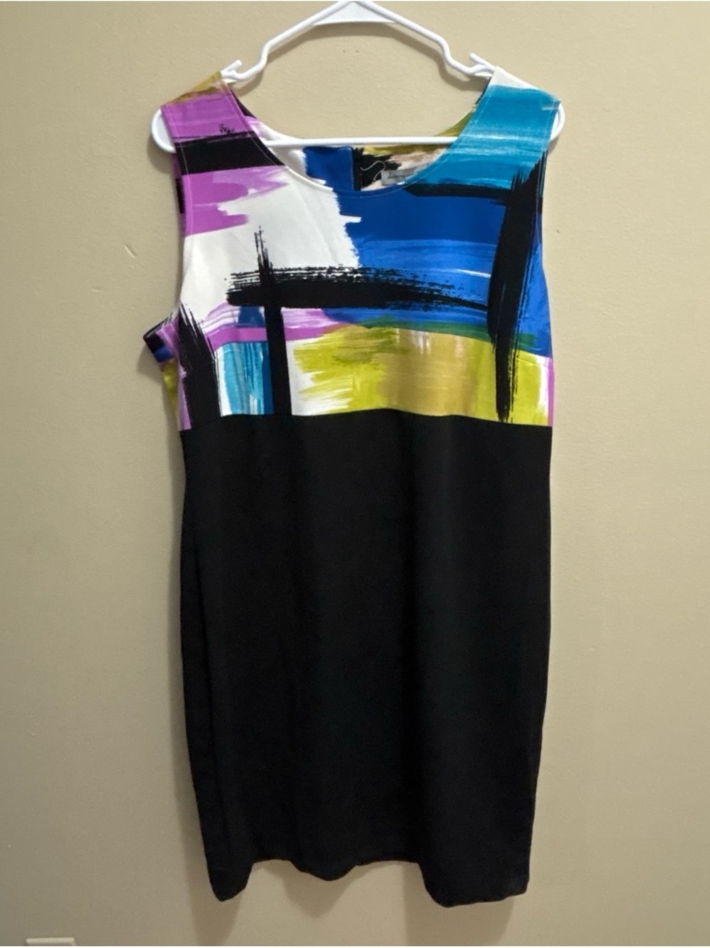 Danny & Nicole Black Dress with Multicolor Abstract Top